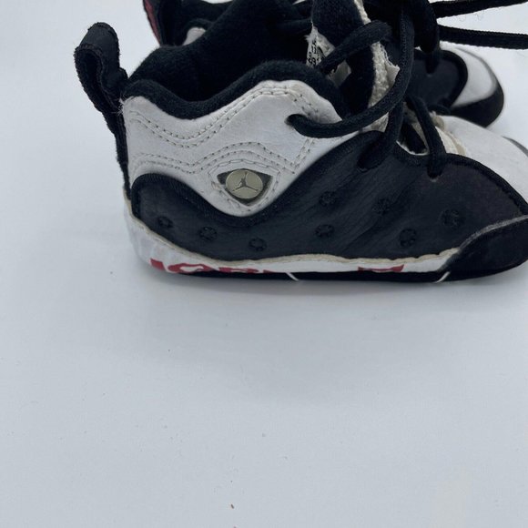 Baby TEAM JORDAN crib hightop laceup shoes in BLACK/WHITE Shoes Size 3C - VGUC - Picture 4 of 9